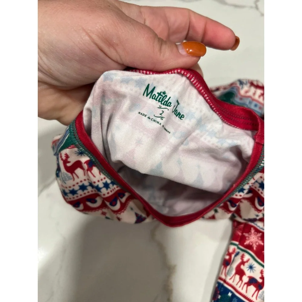 Matilda Jane Merry‎ and Bright Fair Isle Pajama Set Size 2 New Girls Reindeer